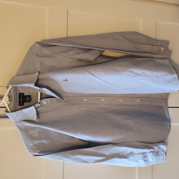 Ralph Lauren Young Mens Button Dress Shirt Blue Cotton Size 18 EUC - Picture 7 of 7